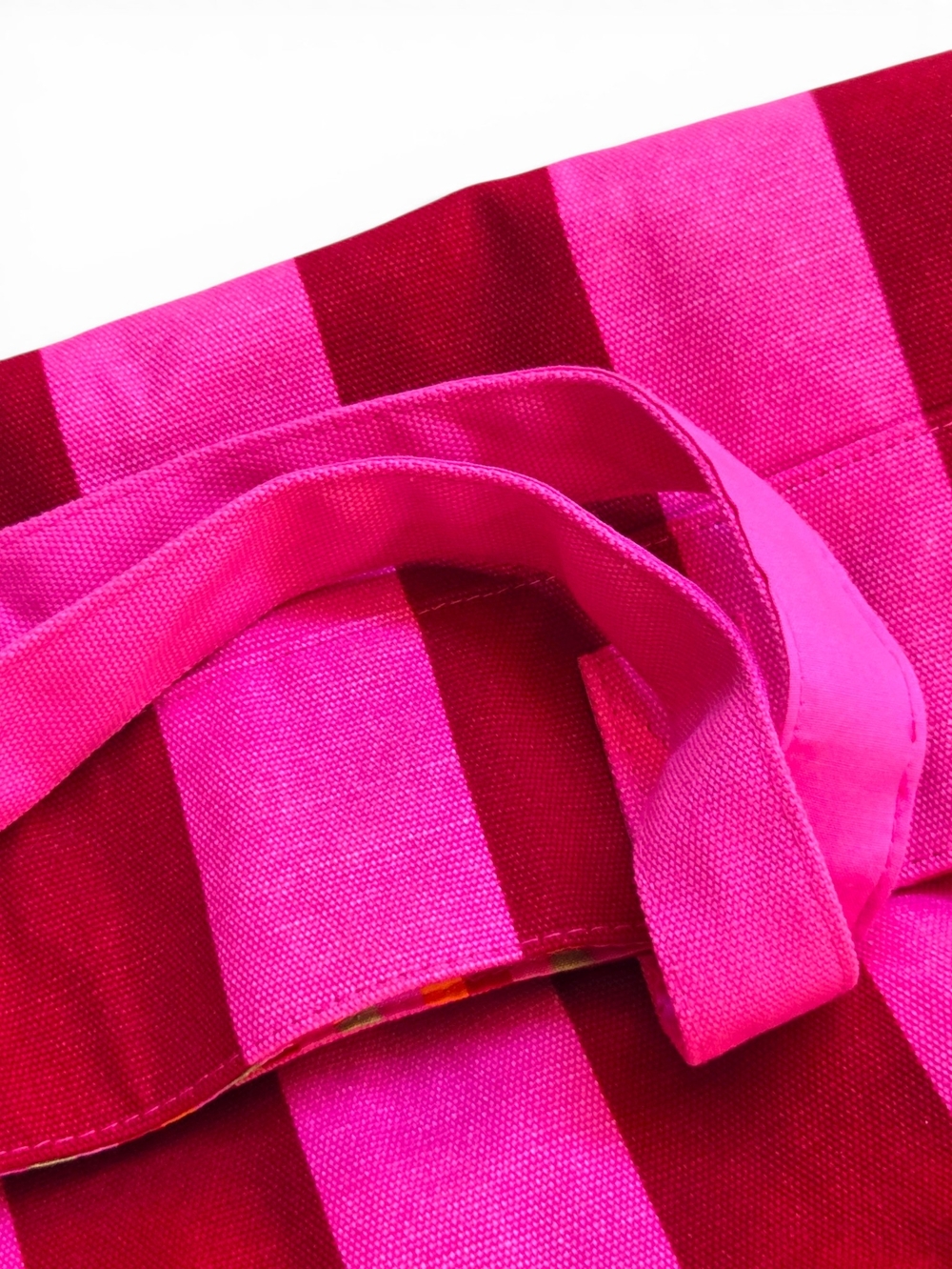 NWT Y2K 2009 Victoria's Secret Pink Striped Canvas Tote Bag Large Beach Travel - Picture 9 of 13